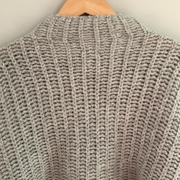 Aerie Chunky Knit Wool Alpaca Blend Mock Neck Relaxed Fit Sweater Grey Large - Picture 8 of 11
